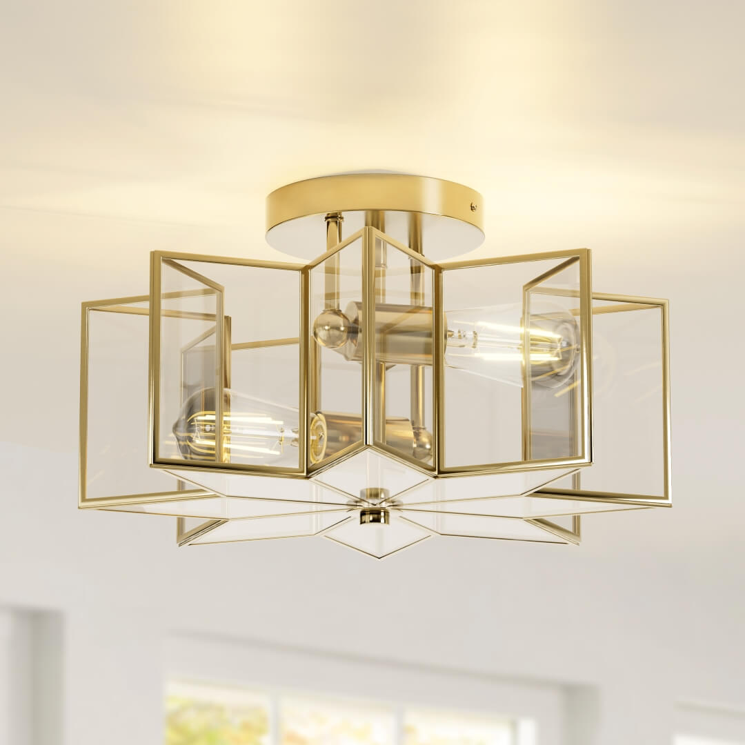 Meluaim Semi-Flush Ceiling Light,Octagon Style