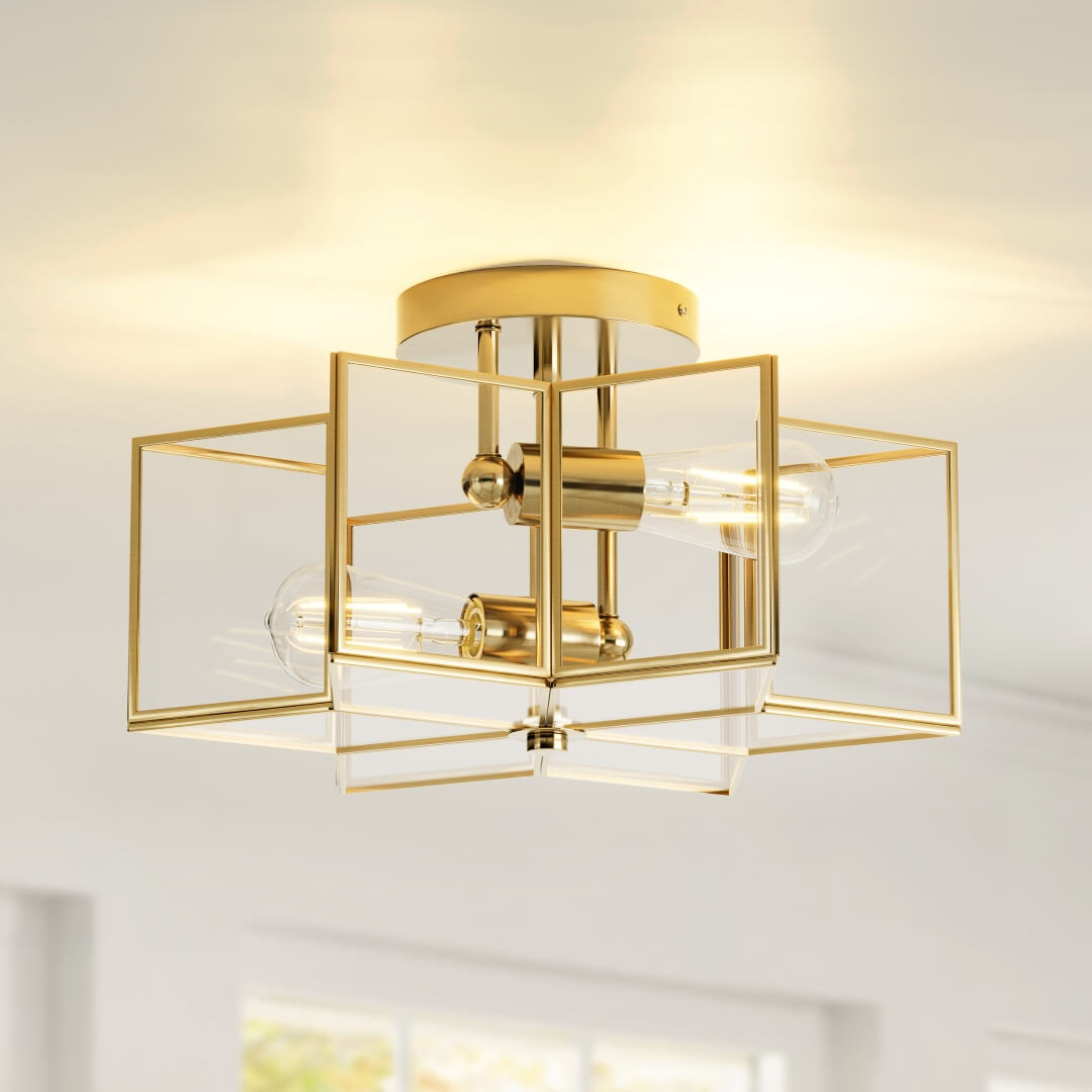 Meluaim Semi-Flush Ceiling Light,Hexagon Style