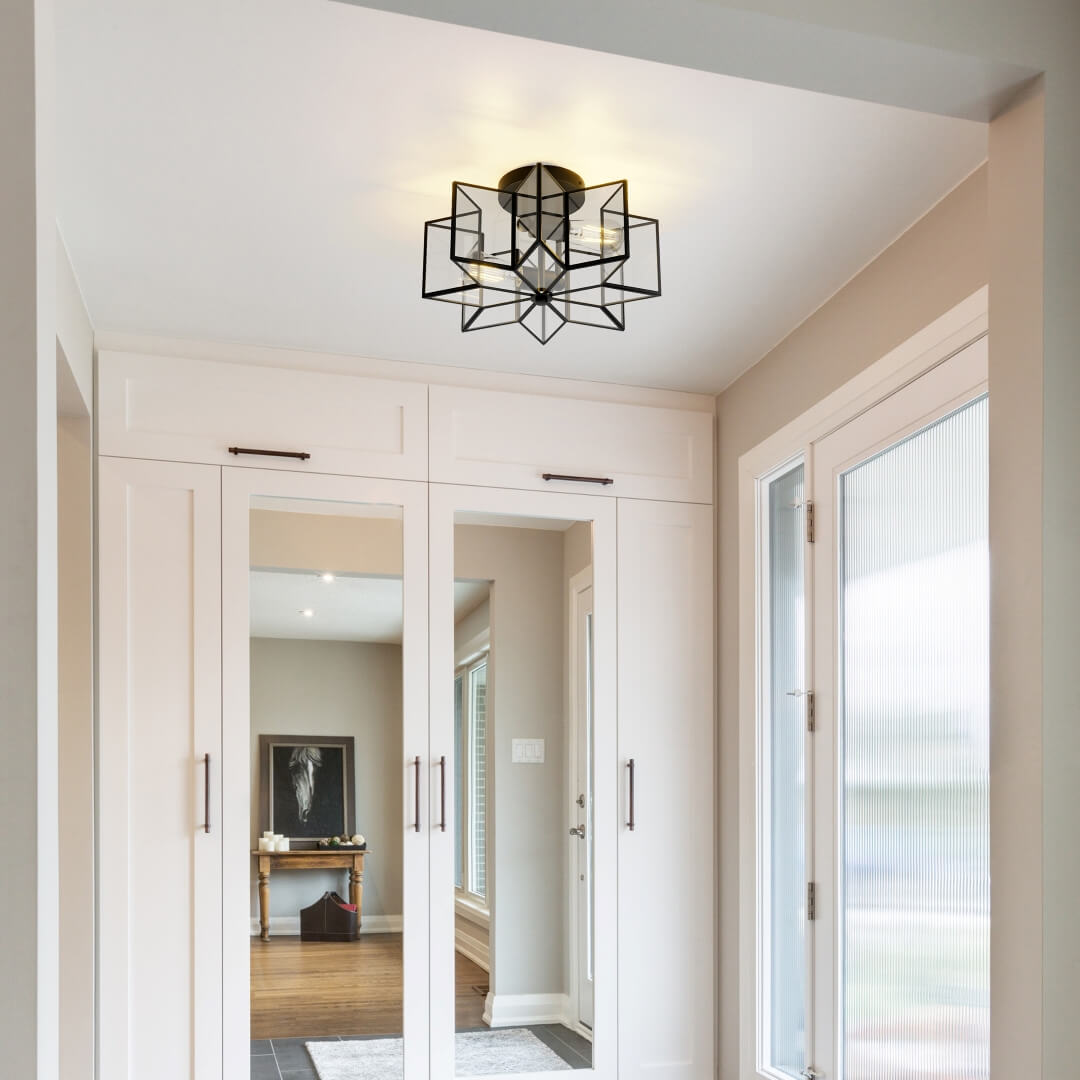 Meluaim Semi-Flush Ceiling Light,Octagon Style