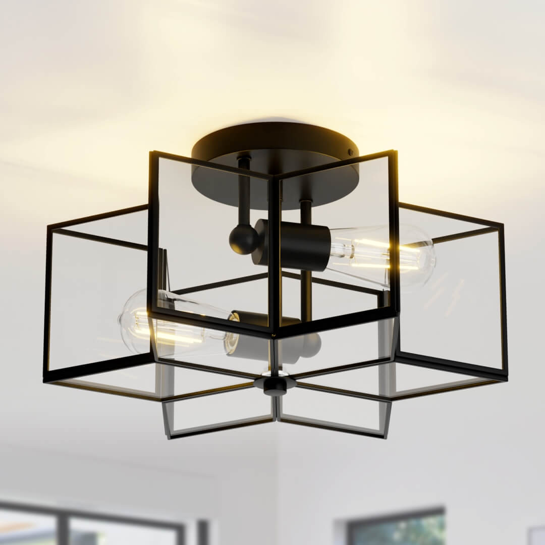 Meluaim Semi-Flush Ceiling Light,Hexagon Style