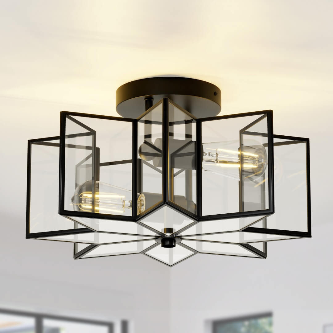 Meluaim Semi-Flush Ceiling Light,Octagon Style